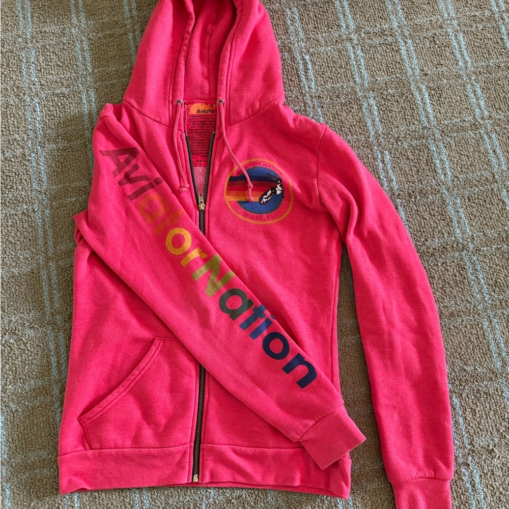 Aviator Nation Bright Red Zip-Up Hoodie